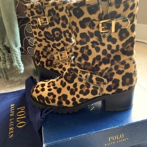 Polo Ralph Lauren Payge Leopard Haircalf Boot size 9